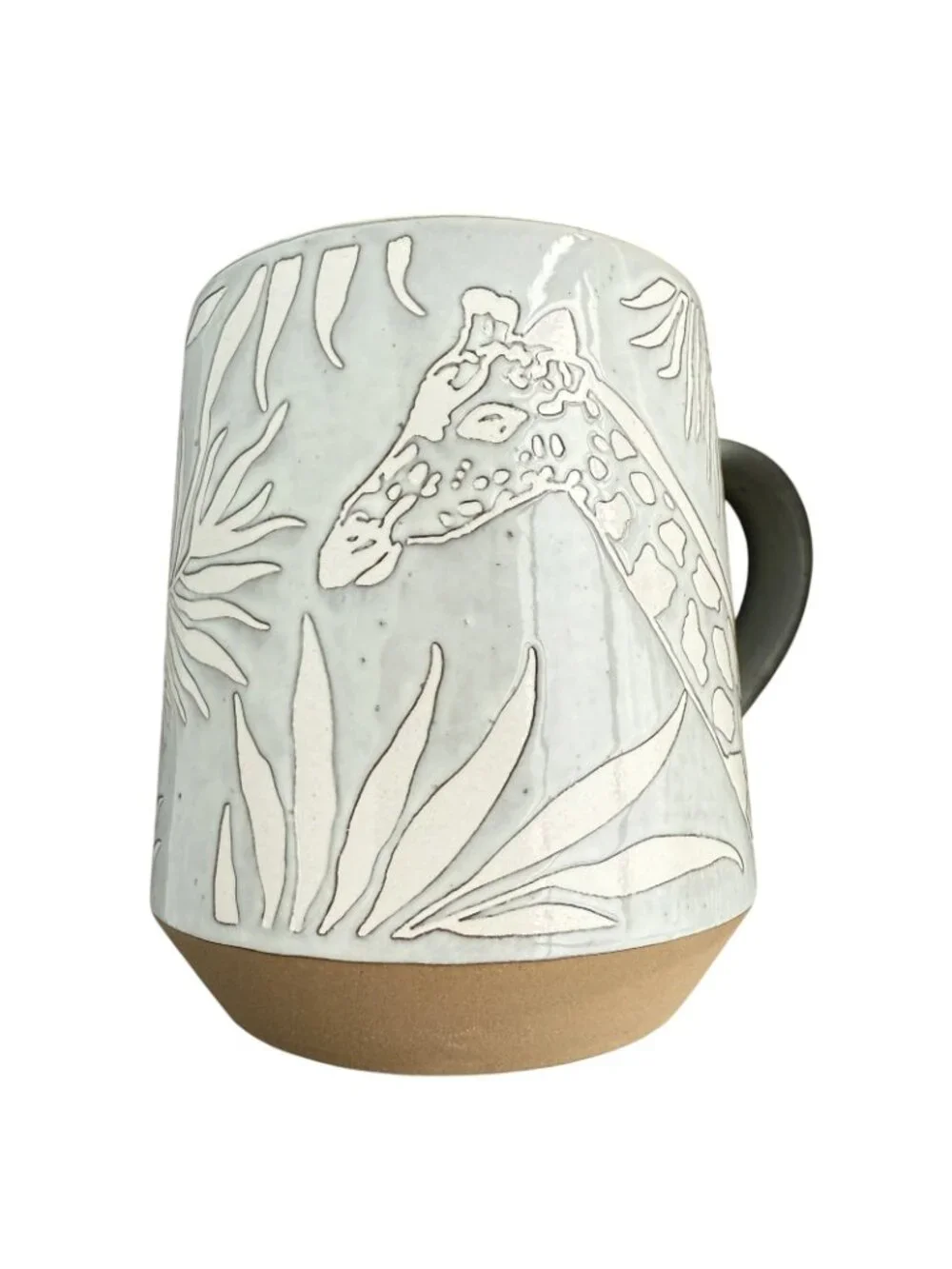 Pier 1 Zebra Giraffe Elephant Stoneware Coffee Mug Jungle Animals 4-pc Set